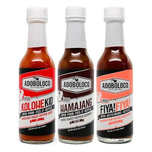 Vista 21 de Adoboloco ¡Salsa picante FIYA! FIYA! (paquete de 3) Salsa de 5 oz Mezcla de salsa de chile ardiente extremadamente picante súper sabrosa