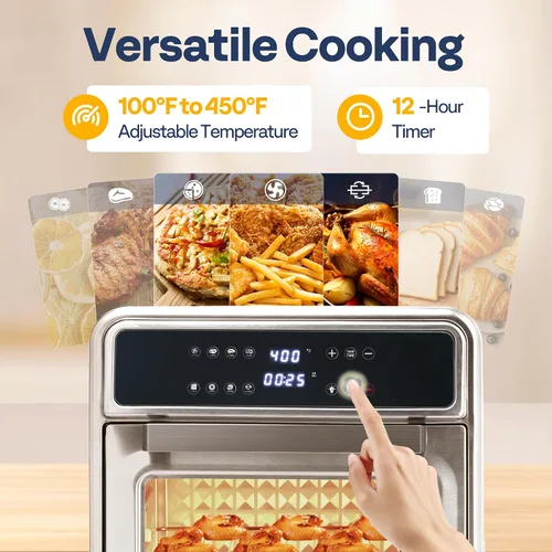 Vista 3 de VIVOHOME Combo de Horno Tostador y Freidora de Aire de 21 Qt, Horno de Convección de Encimera 8 en 1 con Rotisserie y Deshidratador, Horno Freidora