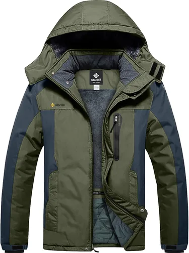Vista 4 de GEMYSE Chaqueta impermeable de esquí para hombre, chaqueta de lluvia resistente al viento para invierno (talla L)