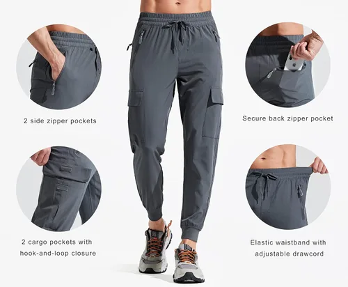 Vista 3 de Libin Pantalones deportivos ligeros para hombre, de secado rápido, para senderismo, correr, entrenamiento, atletismo, viajes, golf, casual
