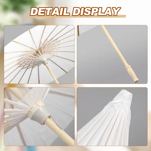 Vista 3 de Sanwuta 8 Pcs 23.6 Inch Paper Umbrella Chinese Japanese Handmade Oil Paper Parasol DIY for Wedding Bridal Party Photo Props