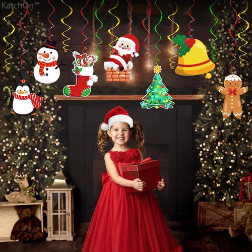 Vista 6 de KatchOn, Decoraciones colgantes de Navidad en forma de remolino, grande, paquete de 30 Adorno colgante para decoraciones de fiesta de Navidad