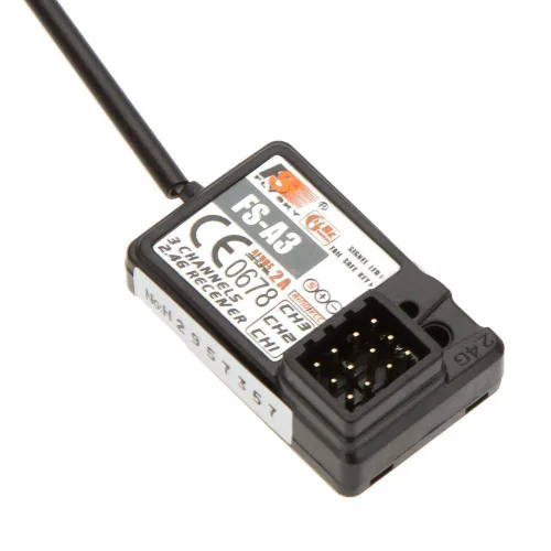 Vista 2 de Flysky 2 unids FS-A3 AFHDS2A 2.4G 3CH Receptor para GT2E GT2G Transmisor Negro