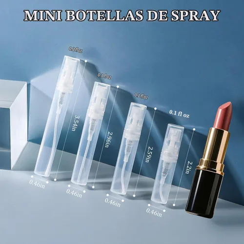 Vista 6 de Chiallco Mini Botellas de Muestra de Perfume, Paquete de 10 Unidades de 5 ml de Botella de Spray de Perfume Pequeña de Plástico, Neblina Fina