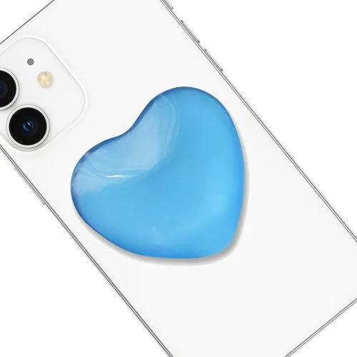 Vista 12 de Accesorio transparente para teléfono móvil en forma de corazón, soporte plegable de resina negra, base elástica transparente, adecuado