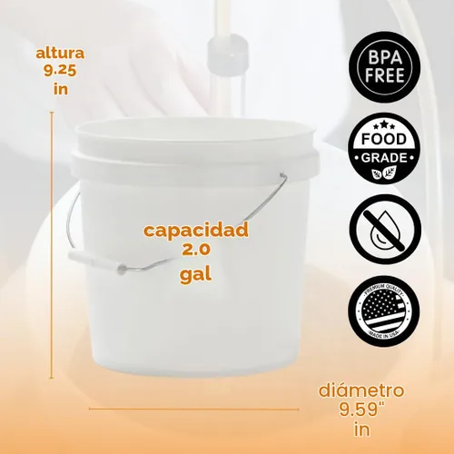 Vista 3 de Fermentador de plástico de 2 galones con tapa