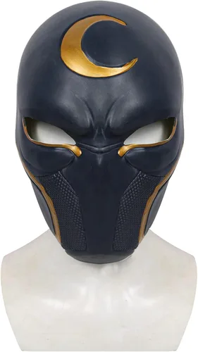 Vista 2 de Máscara de caballero de superhéroe Marc Spector Casco de látex Luna Cosplay accesorios de disfraz de Halloween fiesta de máscaras