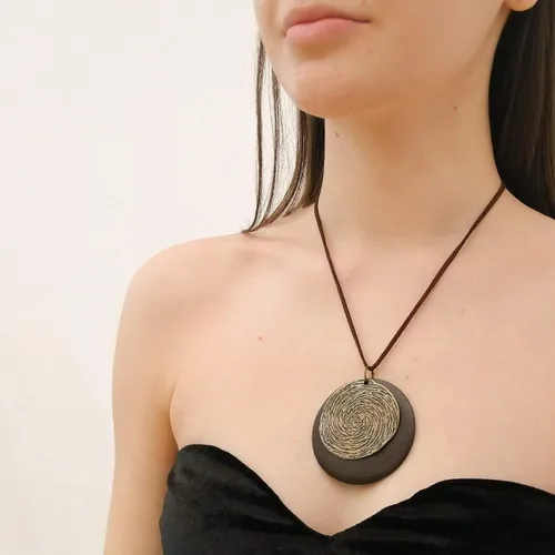 Vista 8 de COOSTUFF ANNA- Collar con dije para mujer, joyería de madera hecha a mano, collar largo para mujer