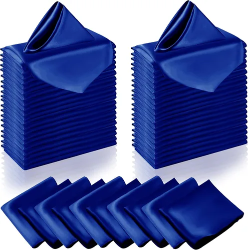 Vista 23 de Manyshofu 50 servilletas de satén color azul bebé, servilletas de tela de 12 x 12 pulgadas, juego de servilletas cuadradas de tela de satén