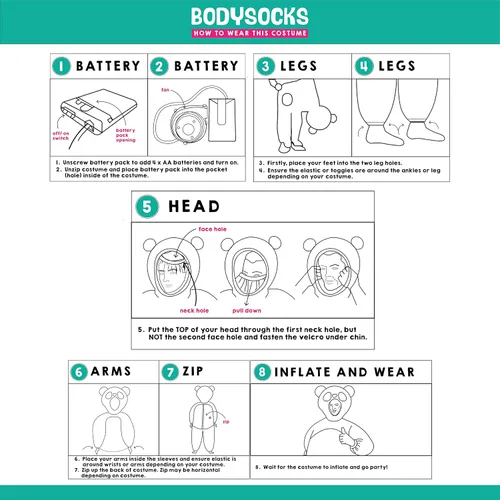 Vista 2 de Bodysocks Disfraz inflable de cuerpo completo de elefante para adultos (talla única)