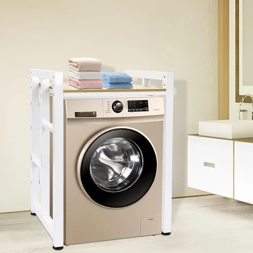 Vista 2 de Soporte apilable para lavadora y secadora con estantes ajustables, estante de almacenamiento para lavadora y secadora, ahorro de espacio, kit