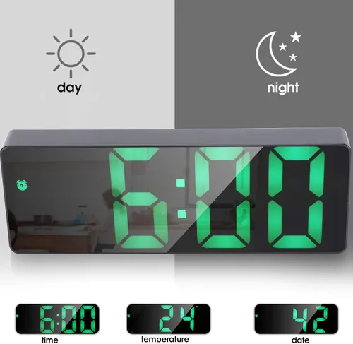 Vista 3 de GLOGLOW Reloj electrónico, Multifuncional Número LED Pantalla Reloj Batería USB Doble Uso Digital Reloj Digital Mesa Rectangular Reloj Digital