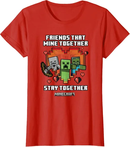 Vista 28 de Minecraft Camiseta de San Valentín Friends That Mine Together Mobs, Negro