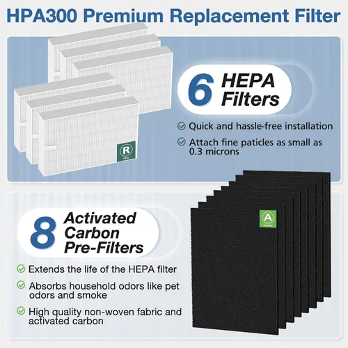 Vista 4 de Filtro de repuesto HEPA HPA300 para purificadores de aire Honeywell serie HPA300 HPA300 HPA300VP HPA304 HPA3300, reemplaza HRF-R3