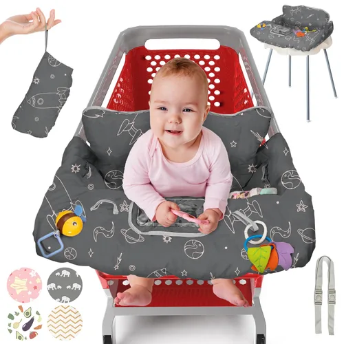 Vista 11 de PILLANI Asiento de carrito de compras para bebé, funda de silla alta para asiento de restaurante - Funda de carrito de comestibles para bebé niña