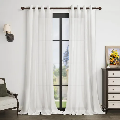Vista 28 de Cortinas de lino negro para dormitorio y sala de estar de 84 pulgadas de largo, juego de 2 paneles, para habitación de niños, filtro de luz