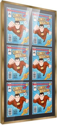 Vista 66 de Poster Palooza Marco de cómic con paspartú para 1 cómic de la Edad de Bronce publicado entre 1970 y 1985, marco de cómic negro para cómic de 7.25 x