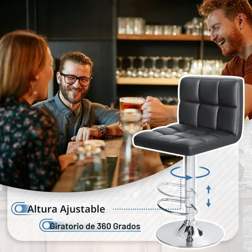 Vista 7 de Homall - Taburetes de bar de cuero sintético, con altura ajustable, giratorios, hidráulicos sin brazos, taburete de bar y cocina cuadrado de altura