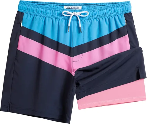 Vista 11 de maamgic Traje de Baño para Hombre 2 en 1, Pantalones Cortos de Natación de 17.8 cm para Hombre, Trajes de Baño, Pantalones Cortos de Tabla