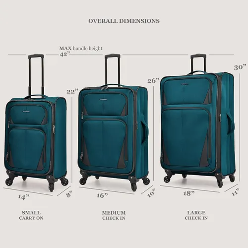 Vista 7 de U.S. Traveler Aviron Bay - Equipaje extensible con ruedas giratorias, Color verde azulado.), US08125E23