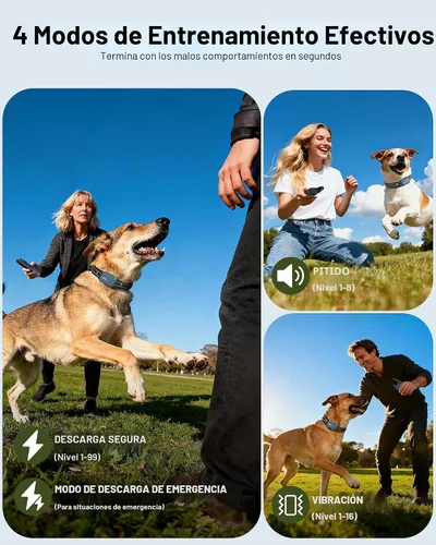 Vista 2 de Collar de choque para perro, collar de entrenamiento para perros de 4500 pies con control remoto, IPX8 impermeable, collar eléctrico para perro