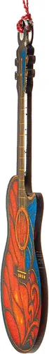 Vista 4 de Adornos de Navidad Graciosos de Música - Adorno de Guitarra - Regalos Temáticos de Guitarra - Amante de la Música - Rockeando - Adorno de Navidad