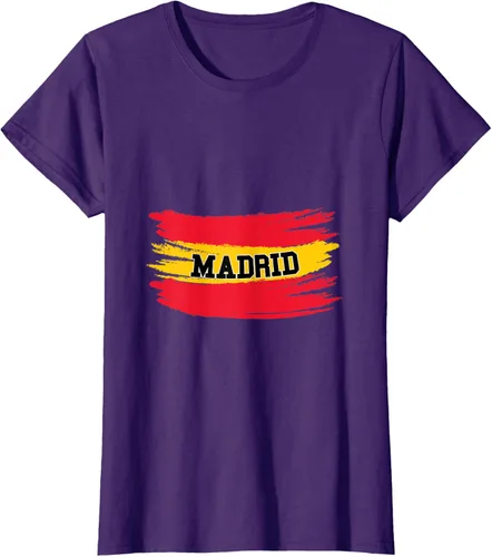 Vista 9 de Camiseta familiar de España Madrid con bandera española envejecida, Negro