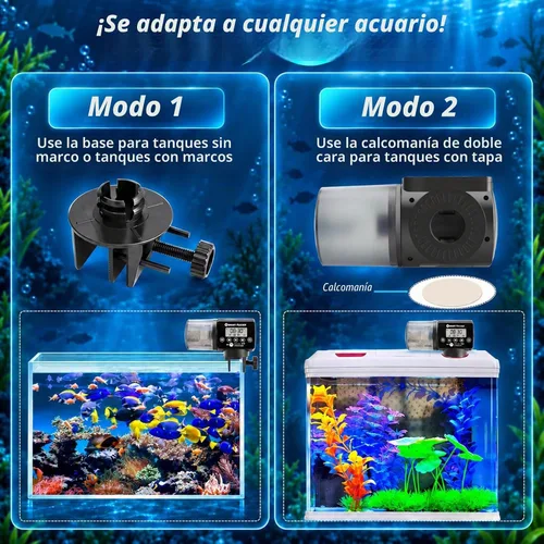 Vista 3 de AquaMiracle Alimentador Automático Programable para Peces en Acuario, Dispensador Automático de Comida para Peces con Temporizador, Alimentador