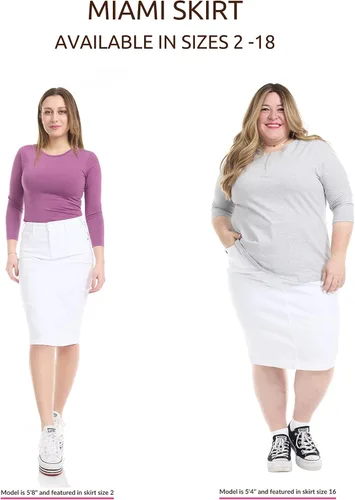Vista 5 de ESTEEZ Falda lápiz de mezclilla adelgazante para mujer con panel de control de abdomen - 'Miami