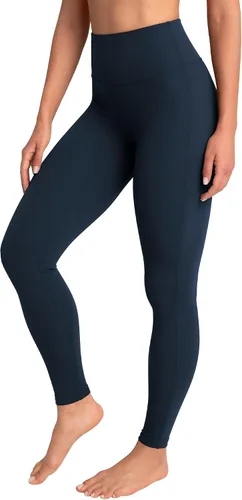Vista 4 de GYM RAINBOW Leggings de cintura alta para mujer, pantalones de yoga sin costura frontal, control de abdomen, leggings de gimnasio de 28 pulgadas