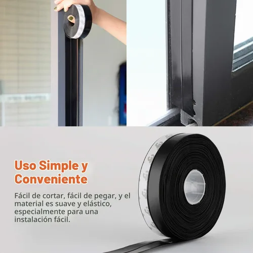 Vista 6 de MIKOSI cinta de sellado de silicona de 26 pies, cinta adhesiva para puertas, ventanas, huecos de duchas Negro
