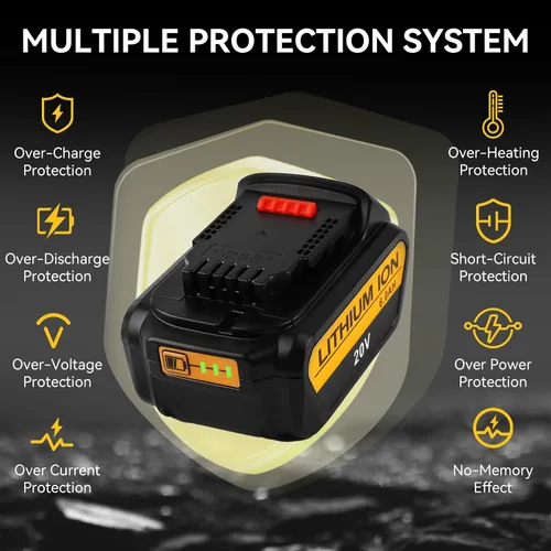 Vista 3 de 8.0Ah Compatible con la batería DeWalt 20V Max DCB200 DCB201 DCB180 DCB203 DCB204 DCB206 para herramientas eléctricas inalámbricas con indicador LED