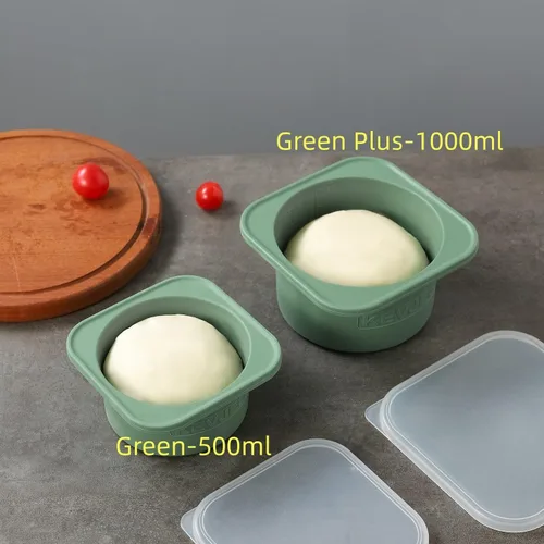Vista 8 de PLUS-1000ml Caja de prueba de masa de pizza para pizza artesanal DIY, contenedores apilables de grado alimenticio de silicona con tapas. Apto