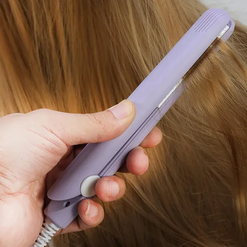 Vista 7 de Plancha de pelo simple, tamaño pequeño, mini rizador de plancha, para cabello rizado y liso