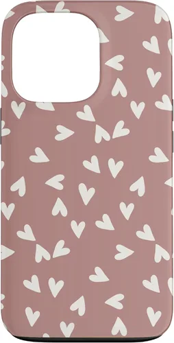 Vista 10 de Simple Chic Boho Heart Pattern - Carcasa para iPhone 16, color rosa polvoriento