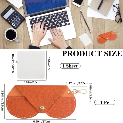 Vista 2 de CREATCABIN Funda de cuero para lentes de sol, portátil, delgada, suave, ligera, con cierre, paño de limpieza, regalo para mujeres, hombres, familia