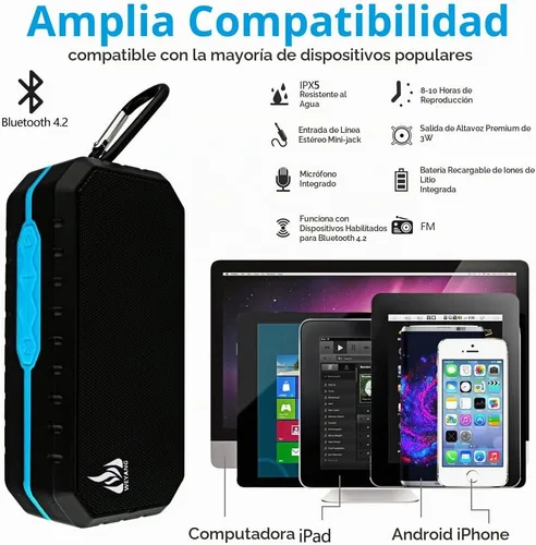 Vista 2 de WEYANG Altavoz Bluetooth portátil,Altavoz inalámbrico impermeable IP65,Altavoces Bluetooth al aire libre inalámbricos,Bluetooth 5.0,Construido