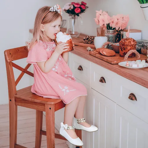 Vista 7 de PANDANINJIA Jessica Pearl Bow Ballet Flats Zapatos Doble Tobillo Correa Vestido Bailarina Plana Mary Jane