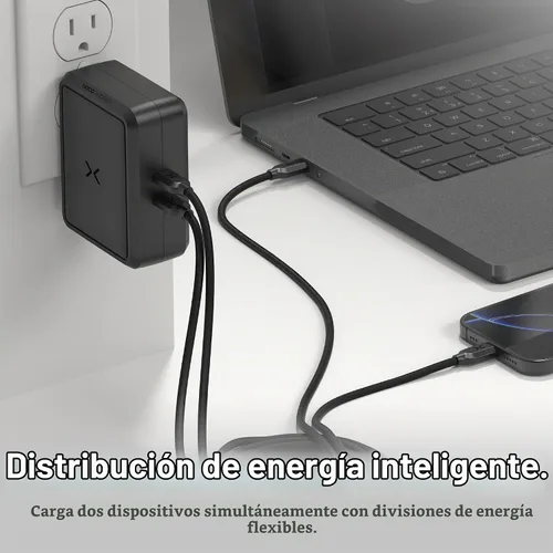 Vista 4 de NOCO XGrid X140: Cargador USB-C de 140W – Adaptador de corriente GaN de doble puerto con PD 3.1, QC 5.0 y PPS – Carga rápida con distribución