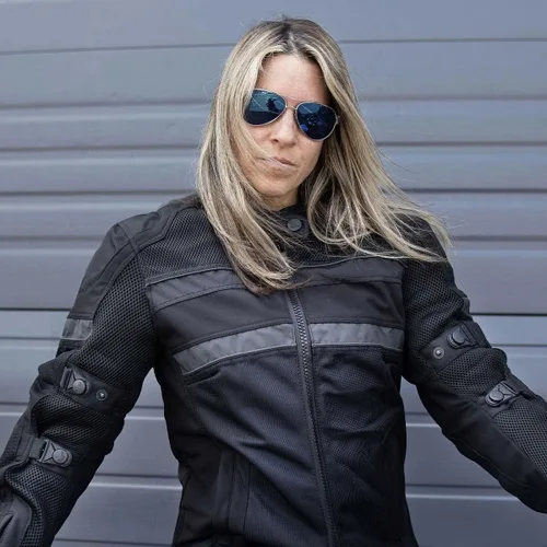 Vista 7 de Milwaukee Leather MPL2775 - Chaqueta de carreras de tela y malla blindada negra para mujer