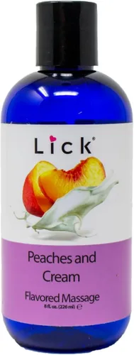 Vista 8 de Lick Aceite de masaje con sabor a duraznos y crema, aceite de masaje comestible inspirado en postres dulces con vitamina E, deslizamiento suave