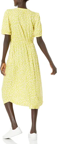 Vista 2 de Tienda Essentials - Vestido por debajo de la rodilla de media manga para mujer, estilo acampanado, ajuste holgado, ceñido en la cintura