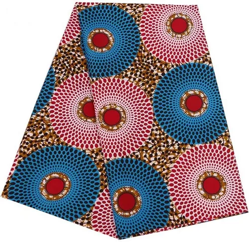 Vista 2 de BintaRealWax Tela Africana Ankara de Poliéster con Impresiones de Cera 6 Yardas de Tela Africana Tradicional para Vestido de Fiesta PL536