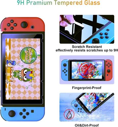 Vista 3 de Paquete de 3 protectores de pantalla de vidrio compatibles con Switch Premium Protector de pantalla de vidrio templado
