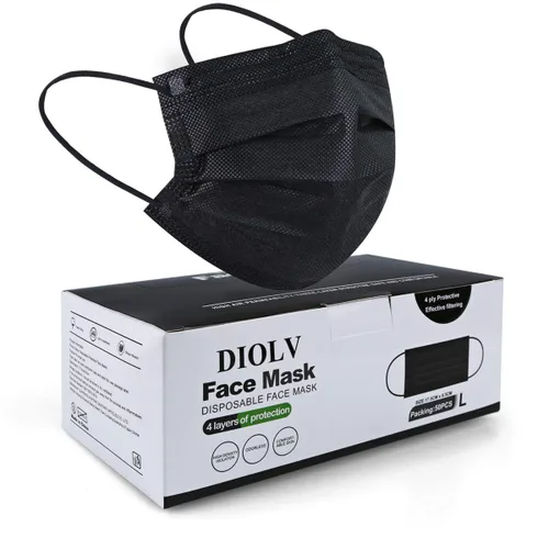 Vista 12 de 50 Piezas Mascarillas Faciales Desechables de 3 Capas Protectoras Negro