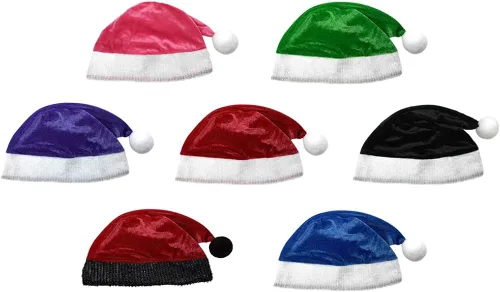 Vista 2 de Sombrero de Papá Noel de felpa púrpura para adultos, sombrero de fiesta de Navidad, Púrpura