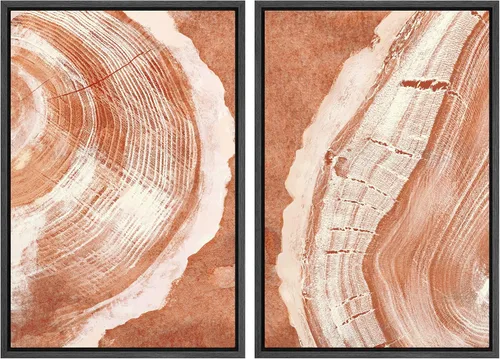 Vista 156 de SIGNWIN Lienzo enmarcado para pared, ilustraciones abstractas texturizadas en tonos beige terrosos, arte moderno, decorativo, contemporáneo