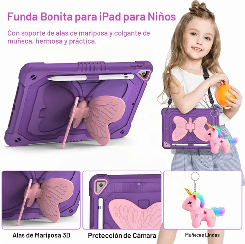 Vista 4 de VOFUOE - Funda para iPad de 9ª, 8ª y 7ª generación, para iPad 10.2, color morado