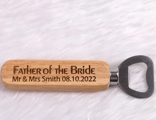 Vista 3 de Fiico - Abrebotellas de madera personalizado, regalo de padrino, recuerdo de boda