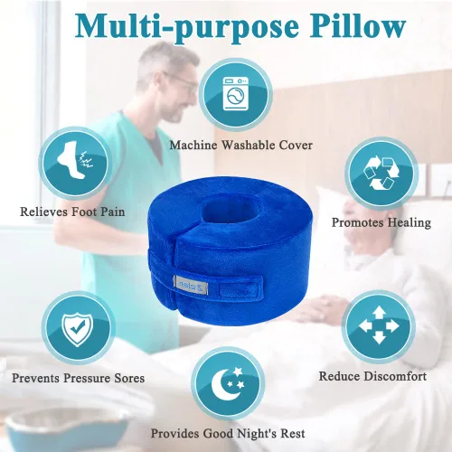 Vista 4 de Zelen Protector de talón para úlceras por presión, almohada de elevación de pie, protector de tobillo, protector de talón de cuña, cojín